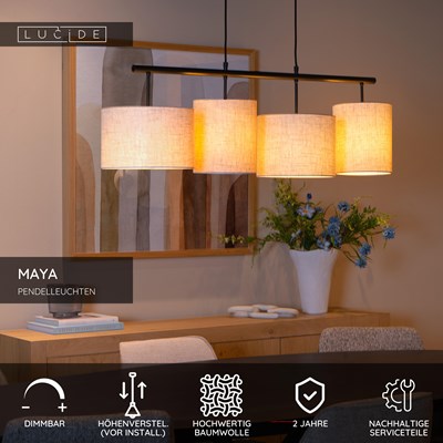 Lucide MAYA - Pendelleuchten - 4xE27 - Beige